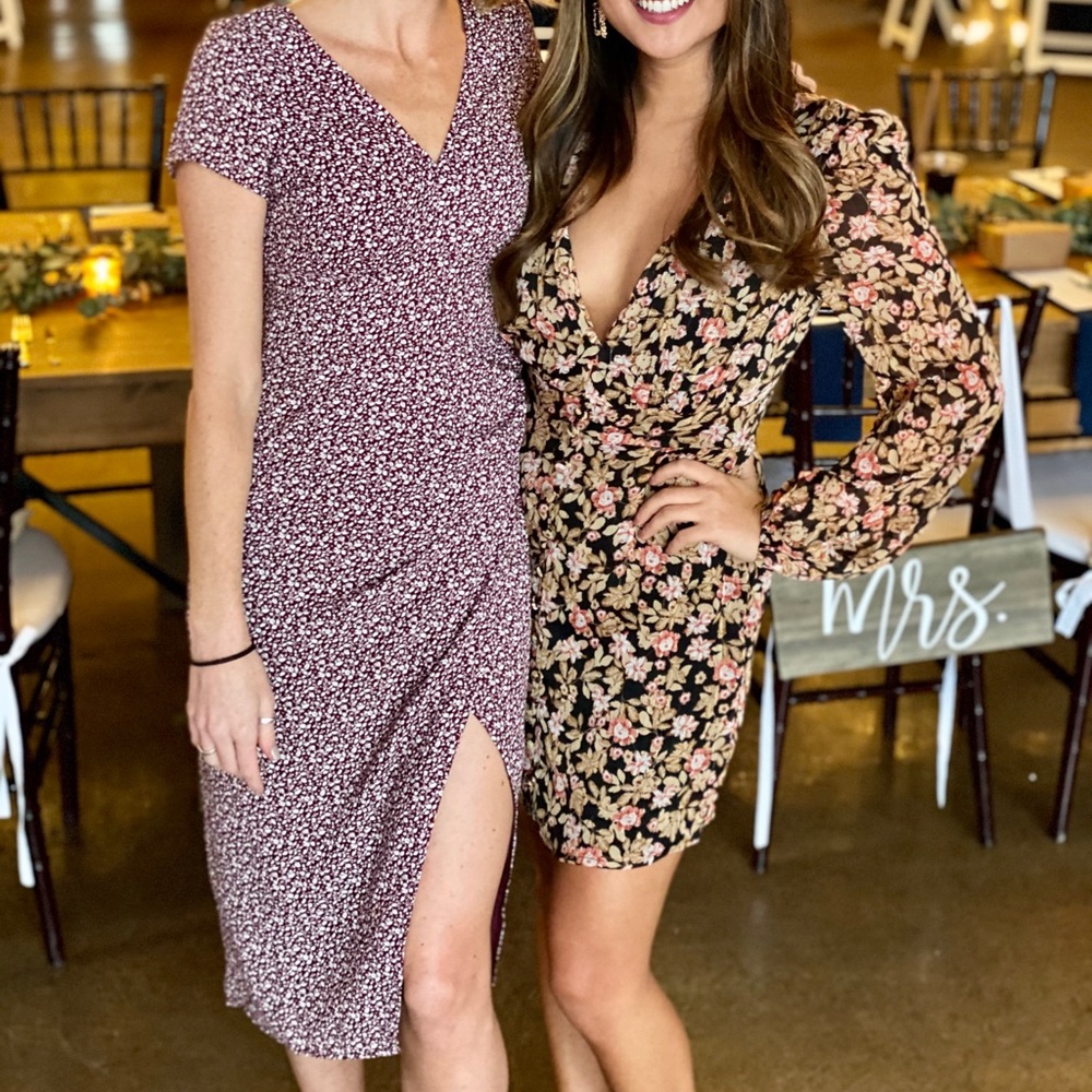 Abercrombie & Fitch Burgundy Floral Midi Dress